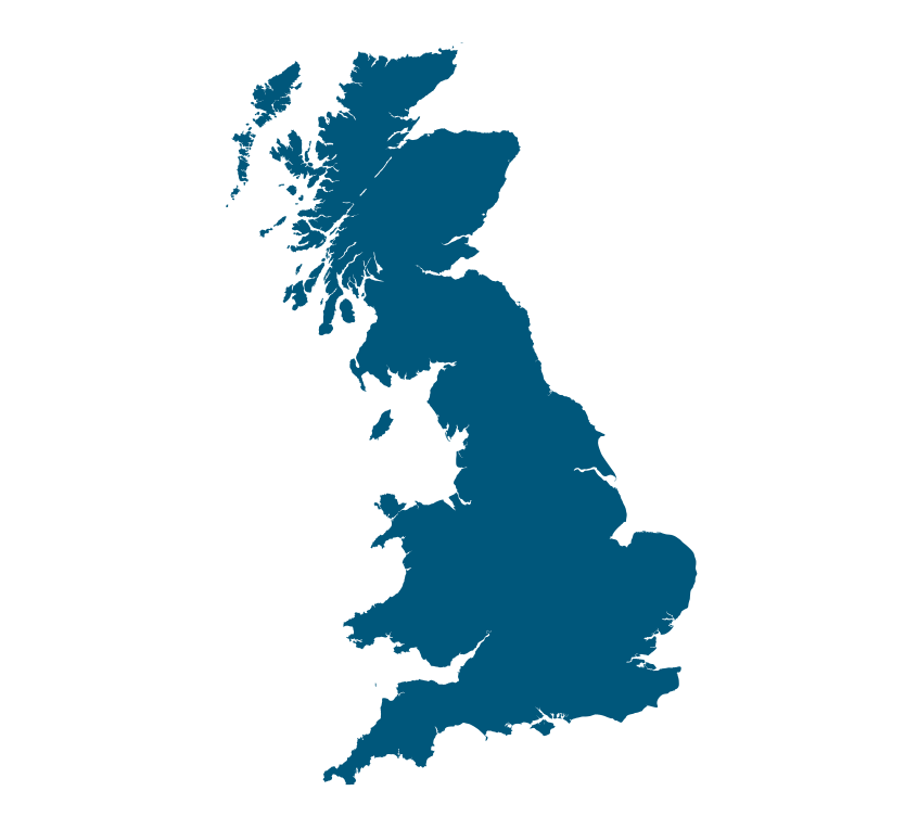A graphic of Great Britain in blue