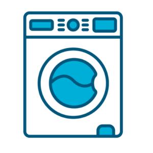 A graphic of an outline of a washing machine