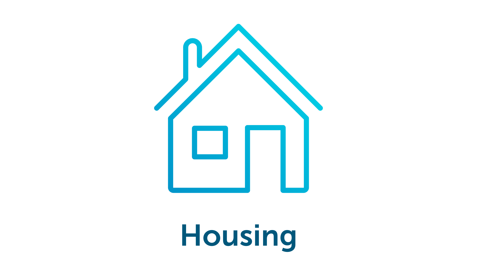 Icon of a house outline, text 'Housing' below.