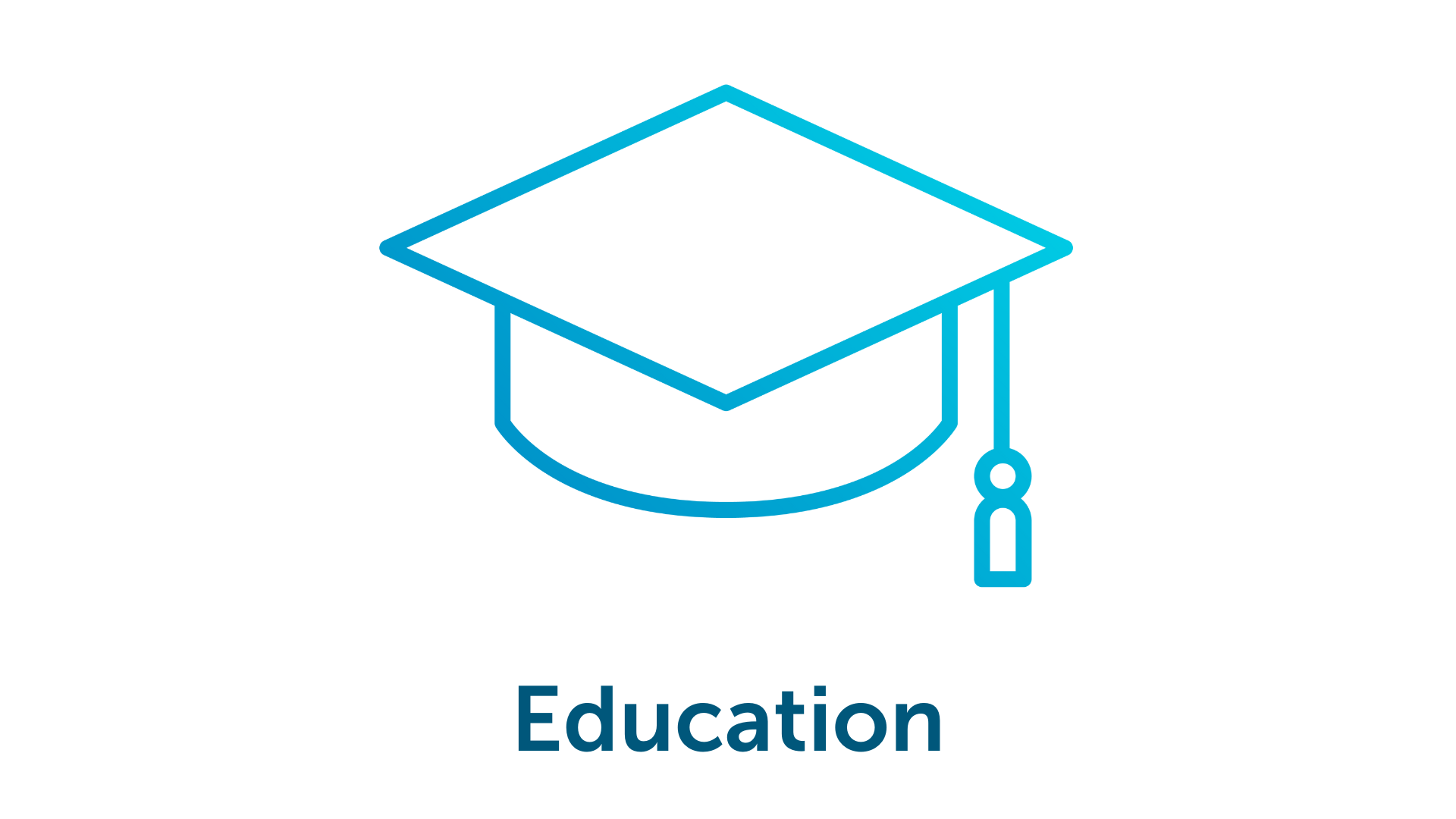 Icon of a graduation cap outline, text 'Education' below.