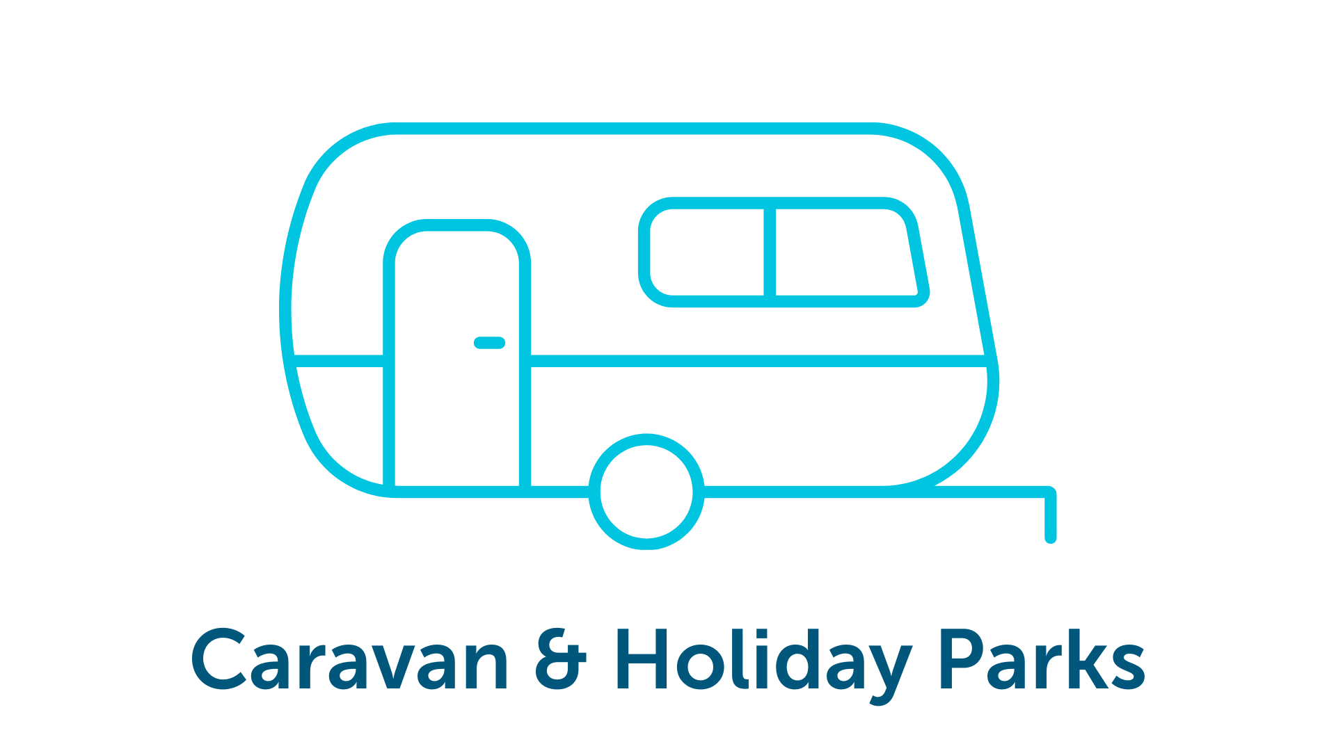 Icon of a caravan outline, text 'Caravan & Holiday parks' below.
